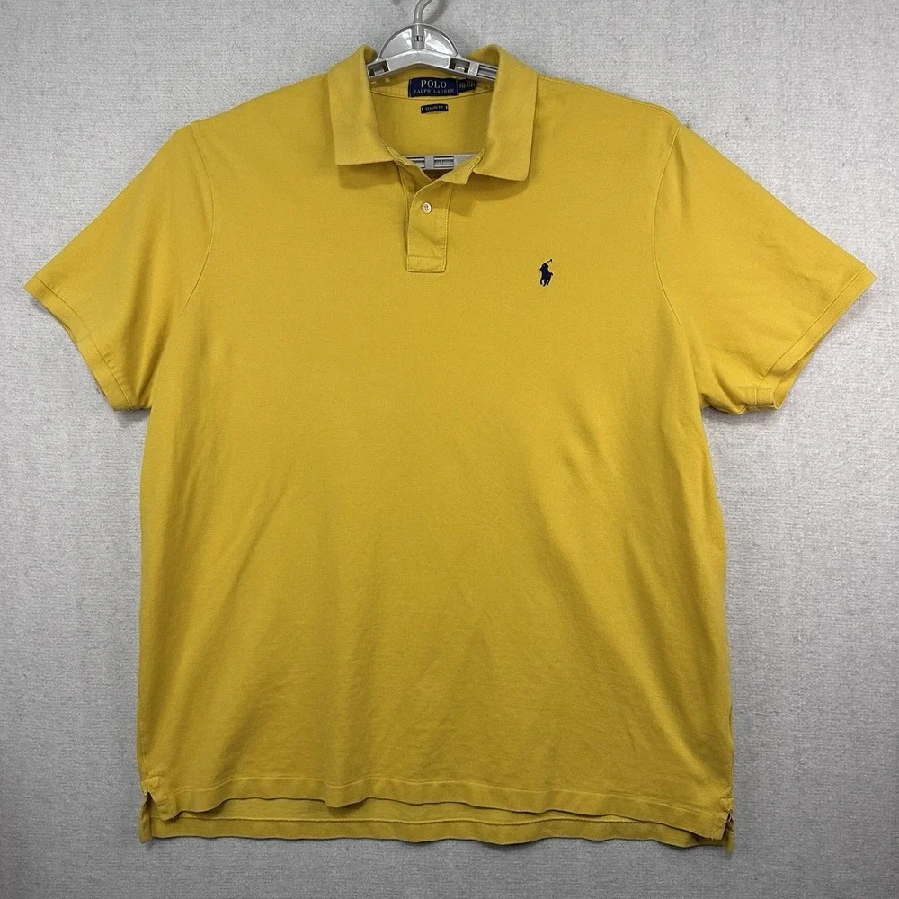 Polo Ralph Lauren Classic Fit Men's Yellow XXL Polo Shirt Black Pony